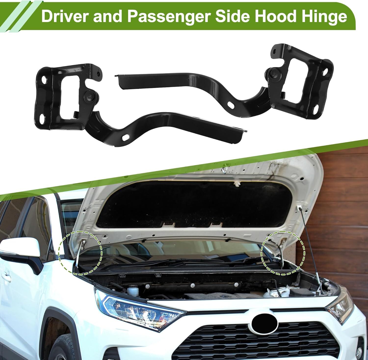 Hood Hinges Passenger Driver Side Set Pair For 2010-2015 Toyota Prius TO1236167,