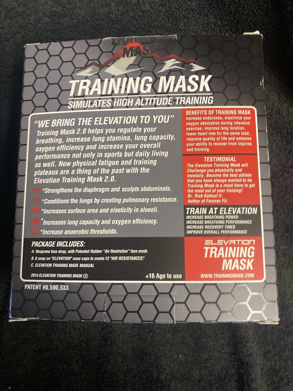Elevation Training Mask Tm2 Adjustable Head Strap Black