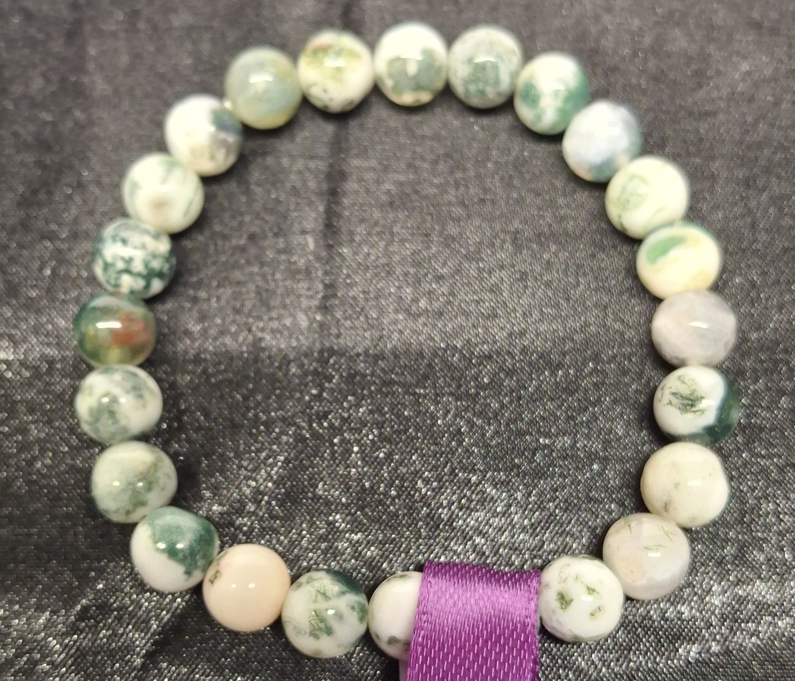 Tree Agate 8mm Bead Bracelet Size 6 3/4 (BRC 78)