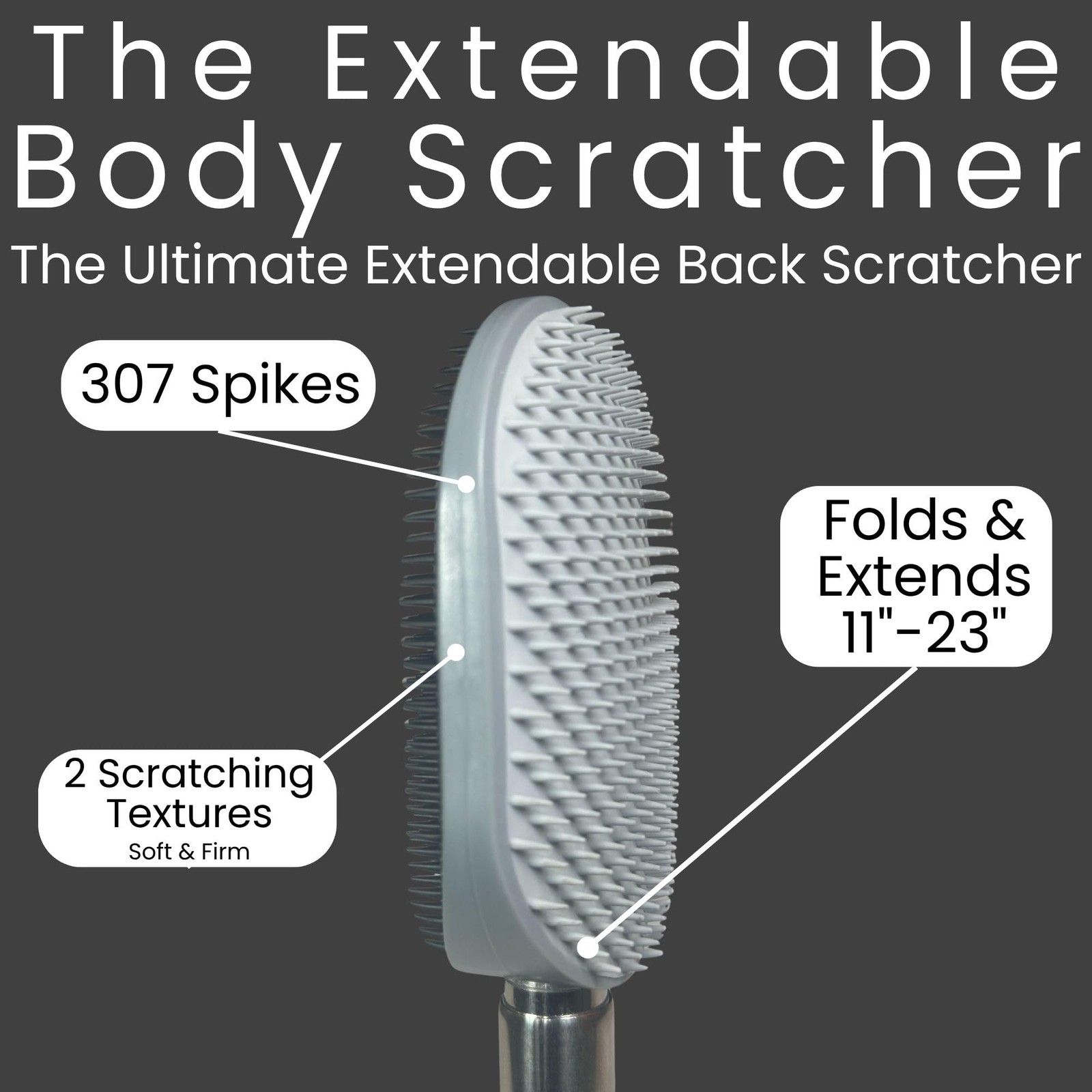 The Ultimate Extendable Back Scratcher, Scalp and Extendable, Gray / Black