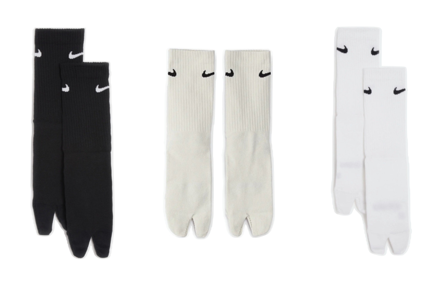 Nike Everyday Plus Light Weight TABI Rift Sock beige white black crew ankle