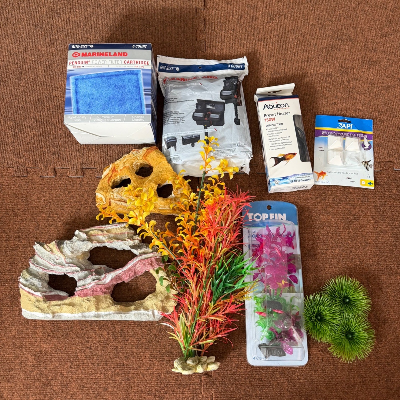 Aquarium Supply Lot Aqueon 150W Heater Marineland Filter Cartridges Decor API