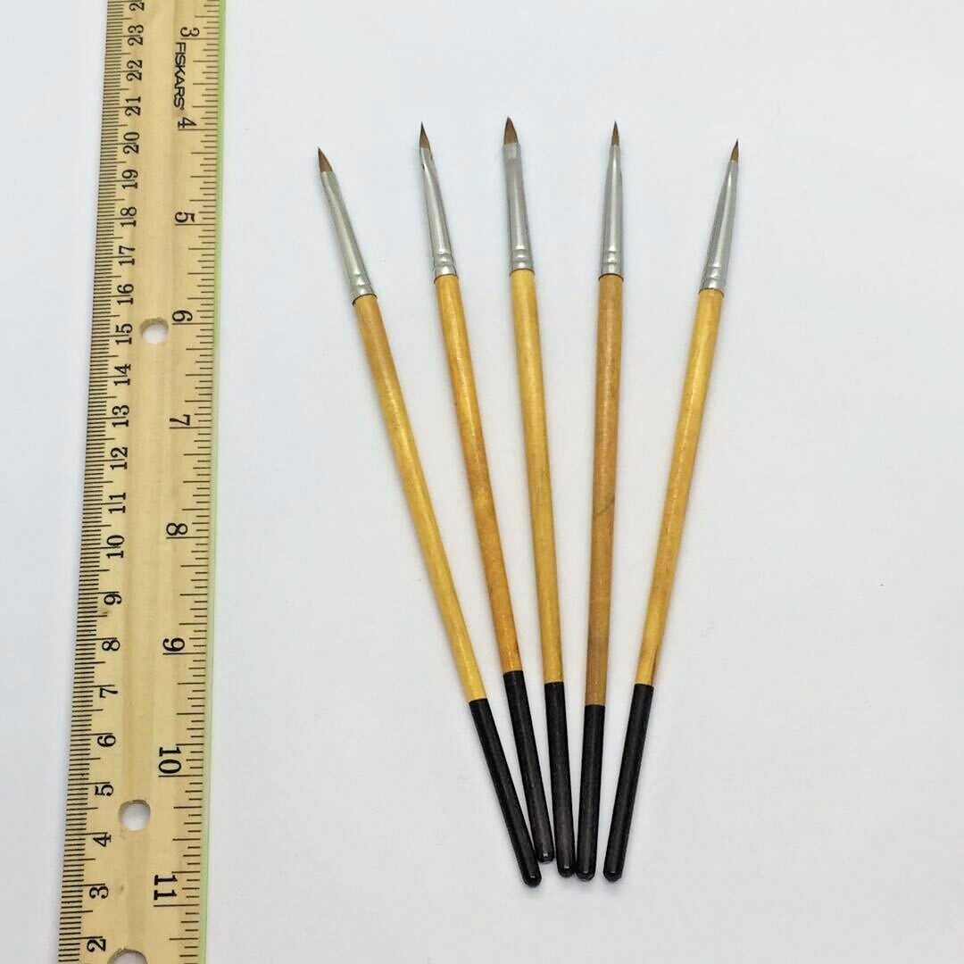 XDT Triangular Tip Nail Art Brush 5pc Set #000 Pure Kolinsky Sable Micro Detail