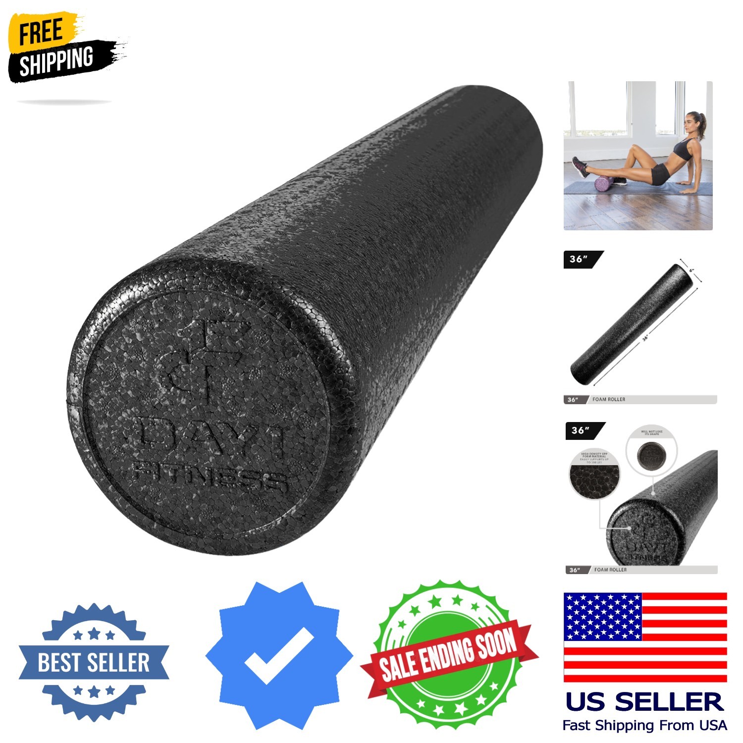 High Density Muscle Foam Rollers by - Sports Massage Rollers for Stretching, ...
