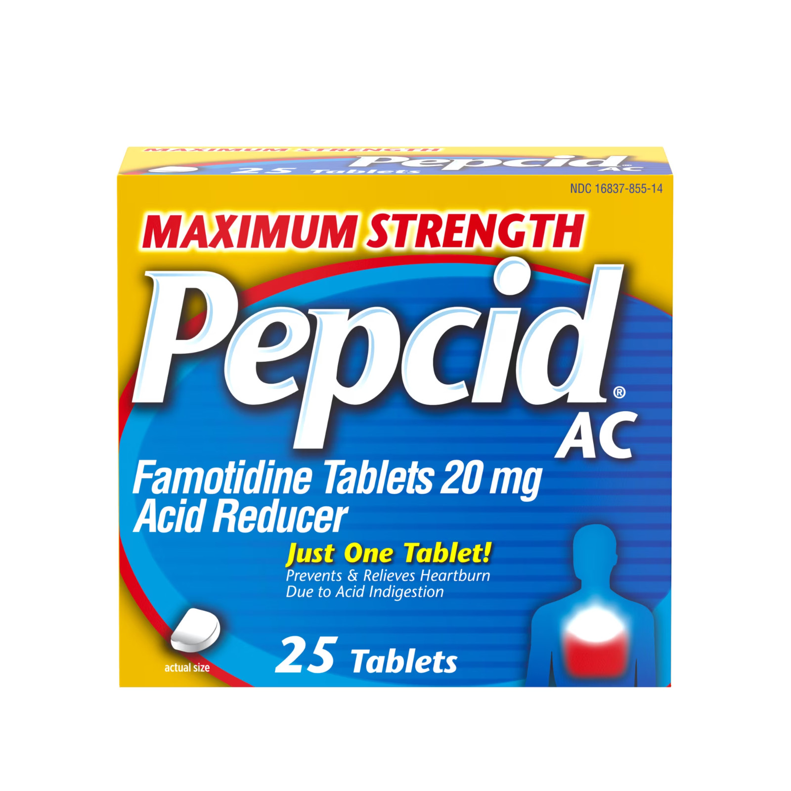 NEW Pepcid AC MAXIMUM STRENGTH 20mg Famotidine Acid Reducer 25 Tabs Exp 11/2026