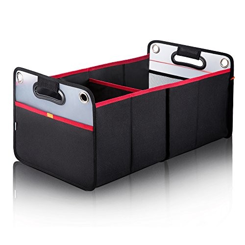 Car Trunk Organizer, Collapsible Auto Trunk X-Large Rectangular Black/Red