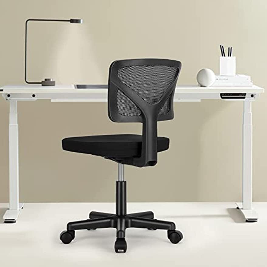 Cute Armless Mesh Task Chair, Swivel Rolling Desk Chair for Home Office