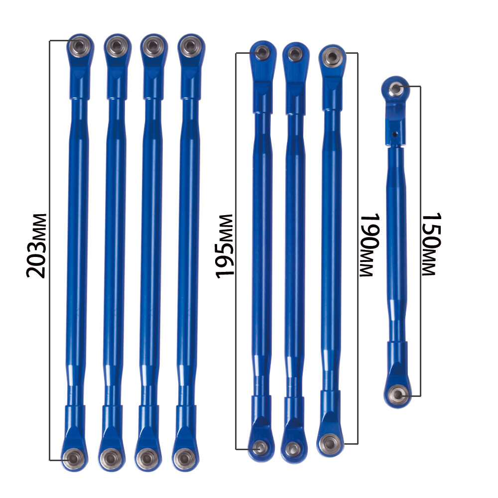 8Pcs Al Alloy Links Set Kits Linkage Panhard Bar for 1/6 RC Car Axial SCX6 Jeep