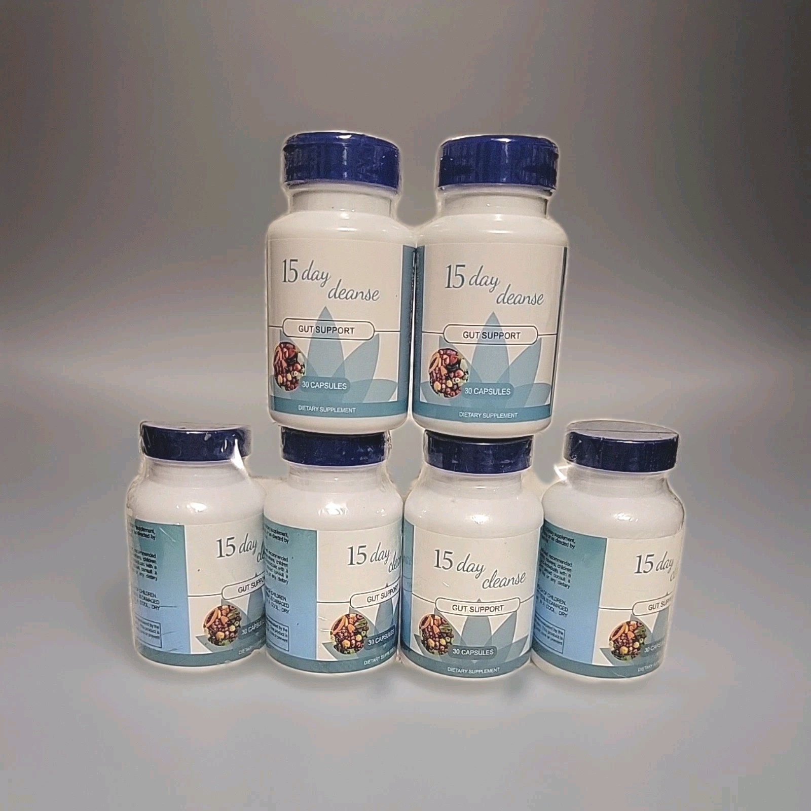 15 Day Gut Cleanse 6 Pack!  Exp. Below. 30 Caps Ea. Free Ship!