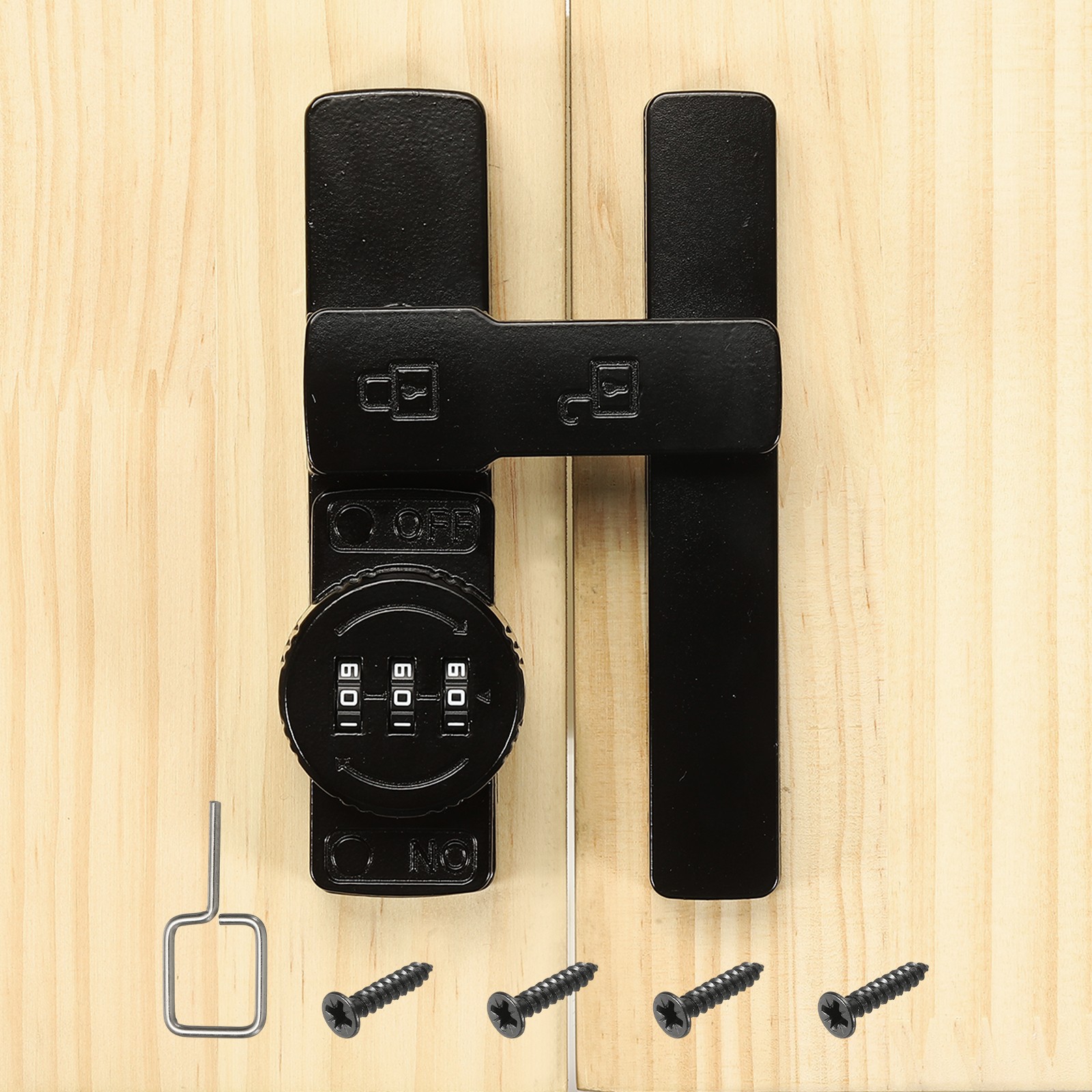 180 Degree Barn Door Lock Flip Sliding 3 Digit Password Lock, Black