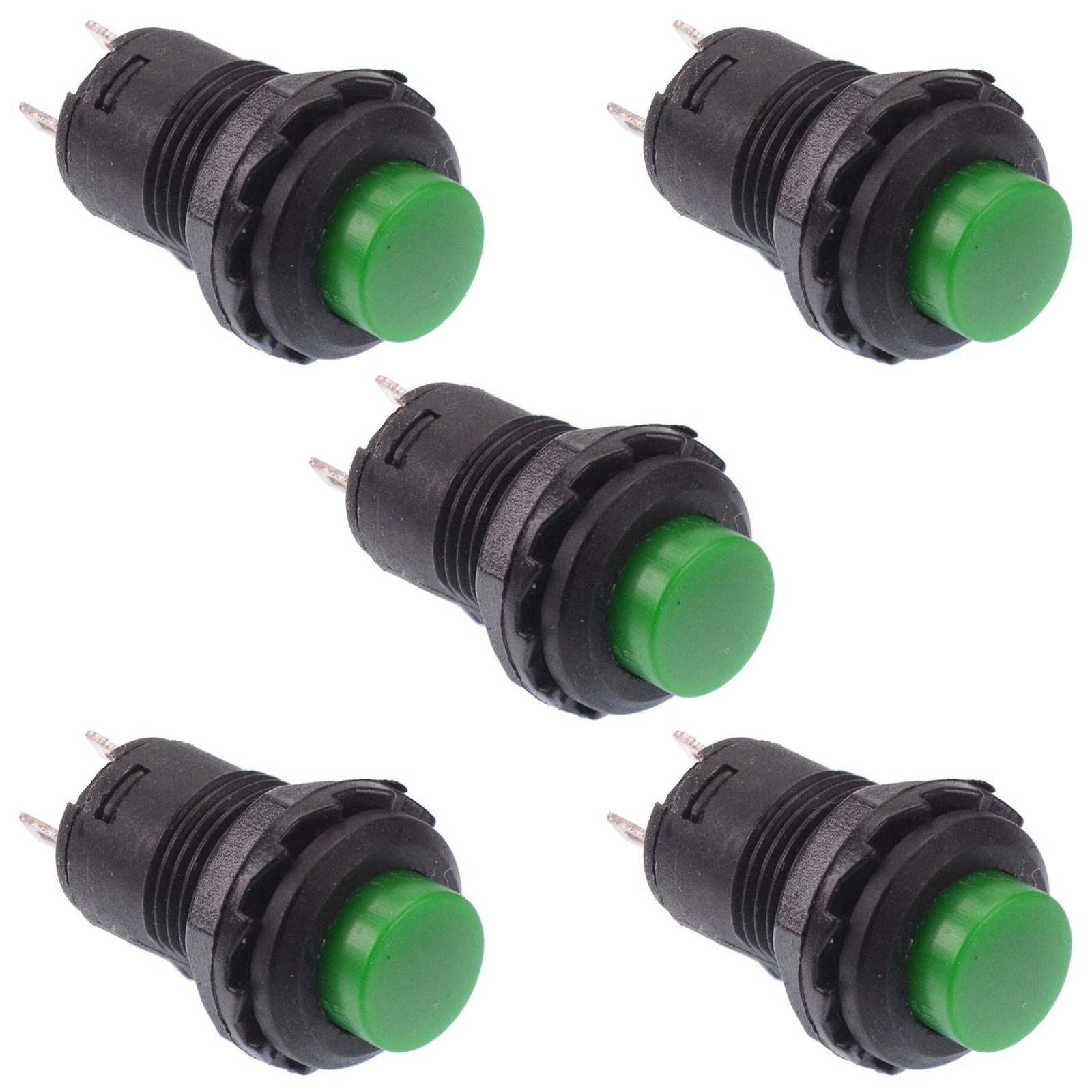 5 x Green Off-(On) Momentary Push Button Switch SPST