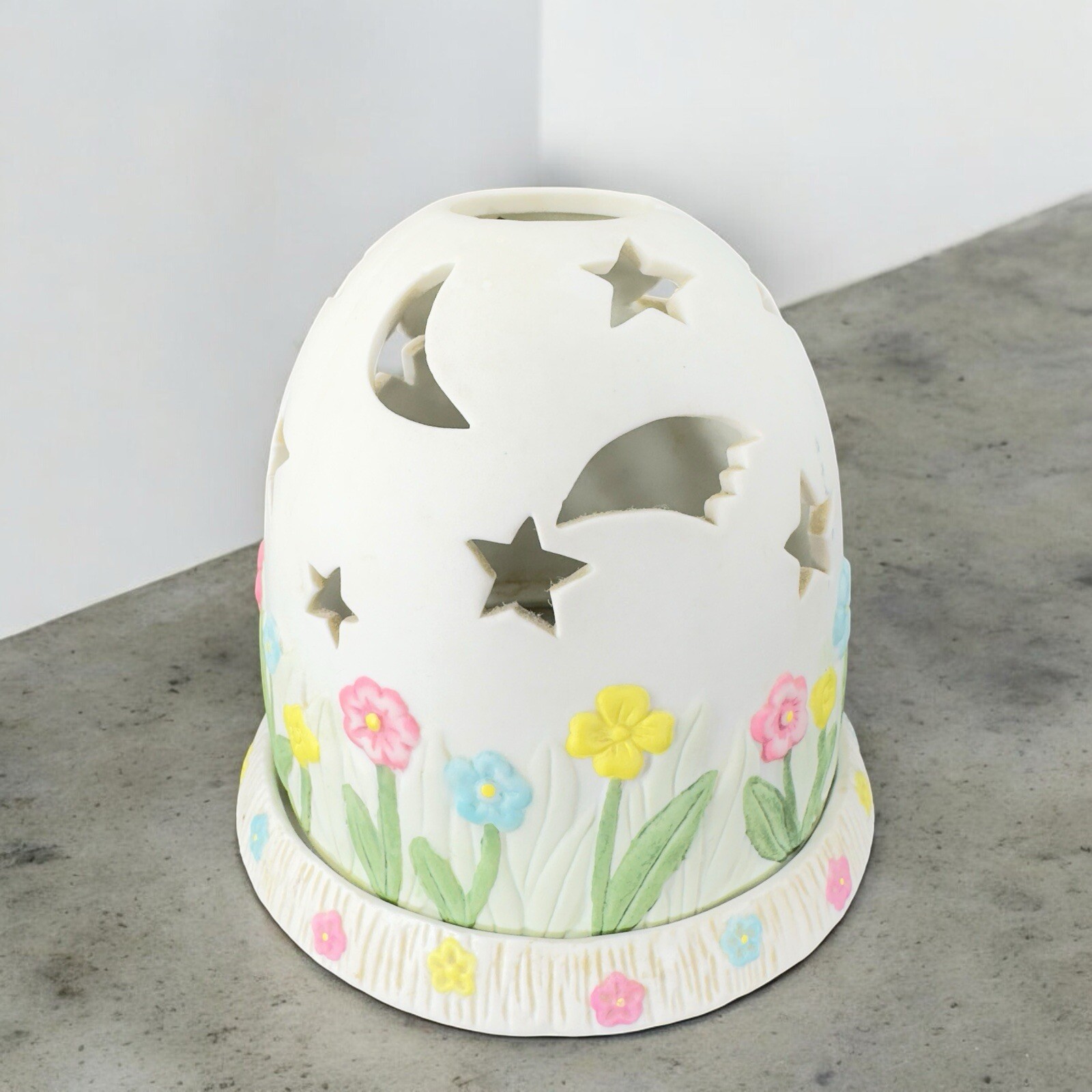 1990s Partylite Retired Ceramic Celestial Garden Tealight Holder Fairly Light
