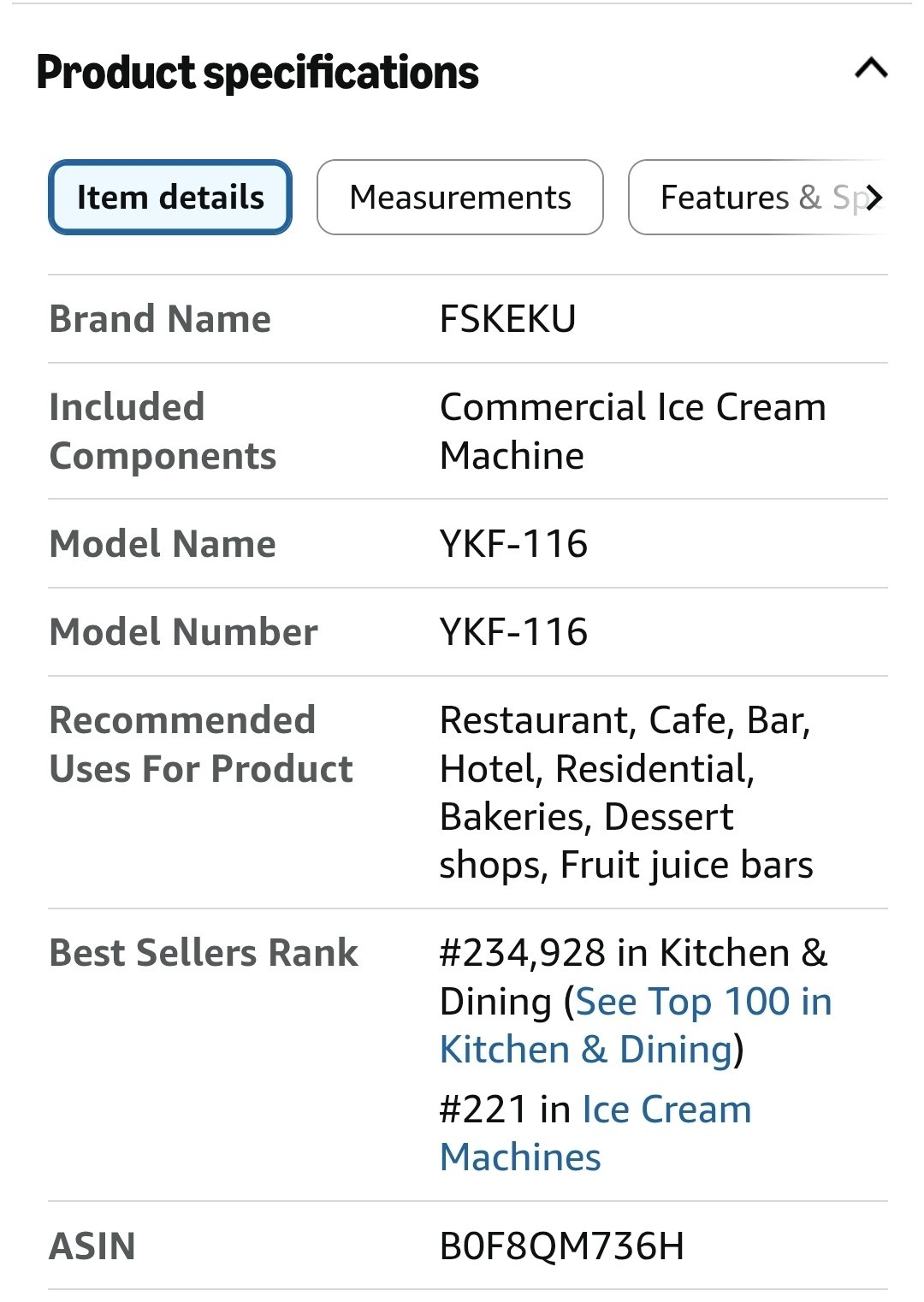 FSKEKU- YKF-116 HARD ICE CREAM MAKER