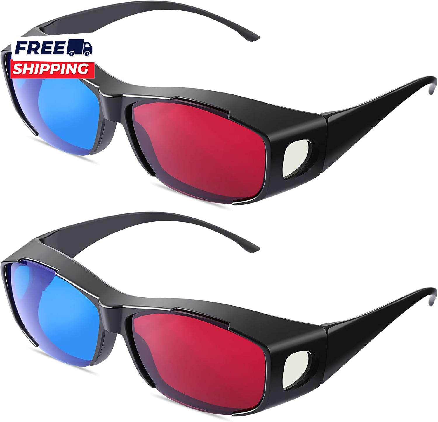 2 Pieces 3D Movie Game Glasses Red Blue 3D Viewing Glasses for Movies Games