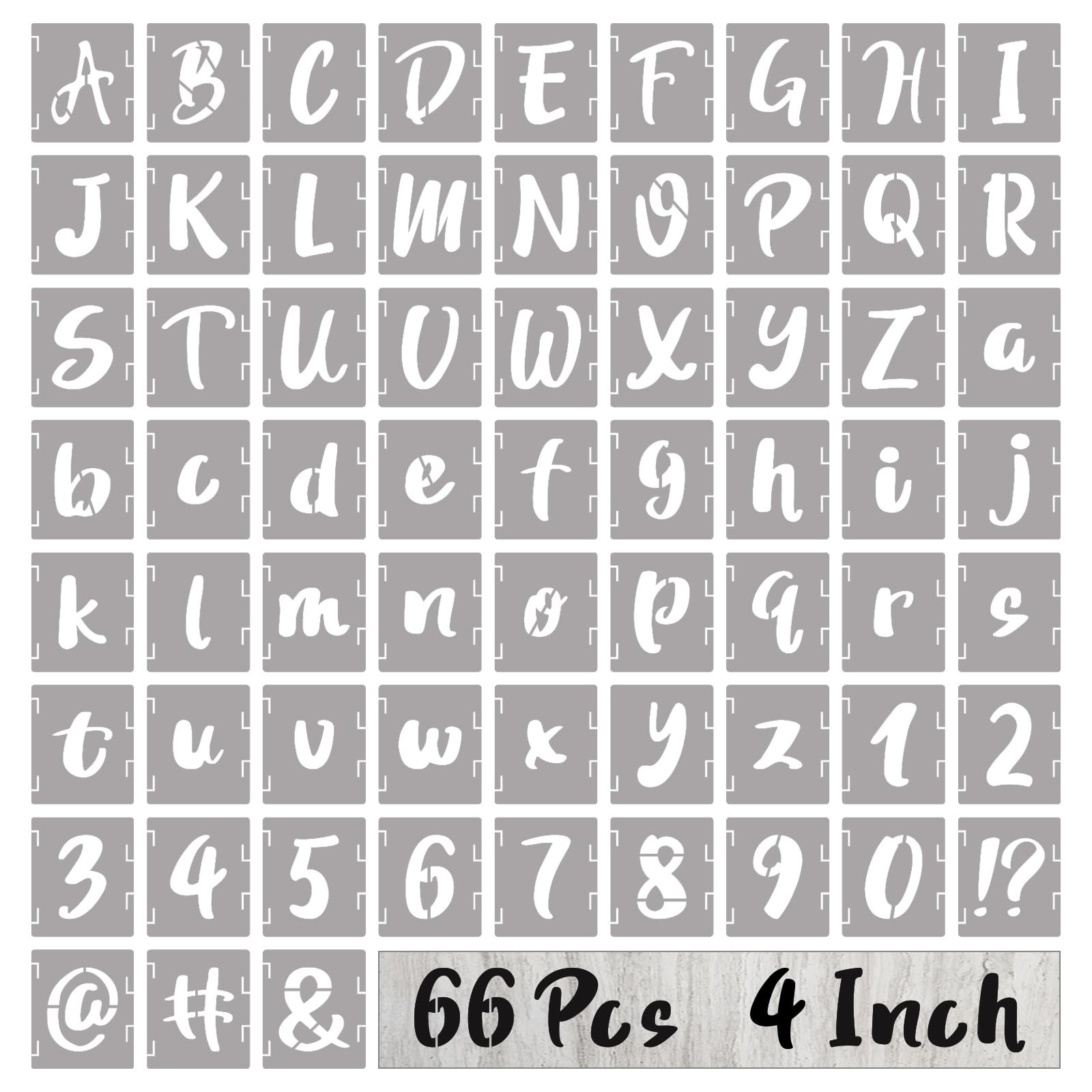 BAMIDELE 4 Inch Letter Stencils and Numbers, 66 Pcs Reusable Plastic Alphabet...