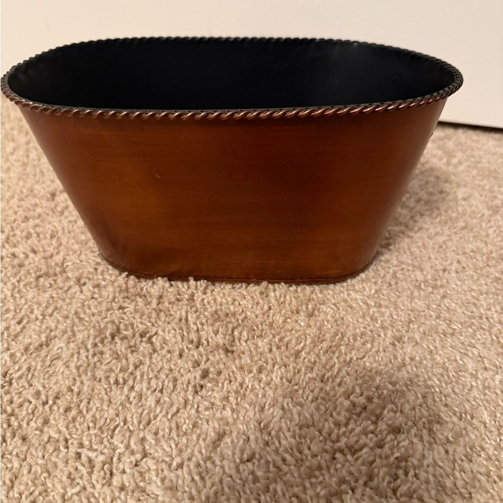 Elegant Copper Colored Brown Metal Home Accent Basket