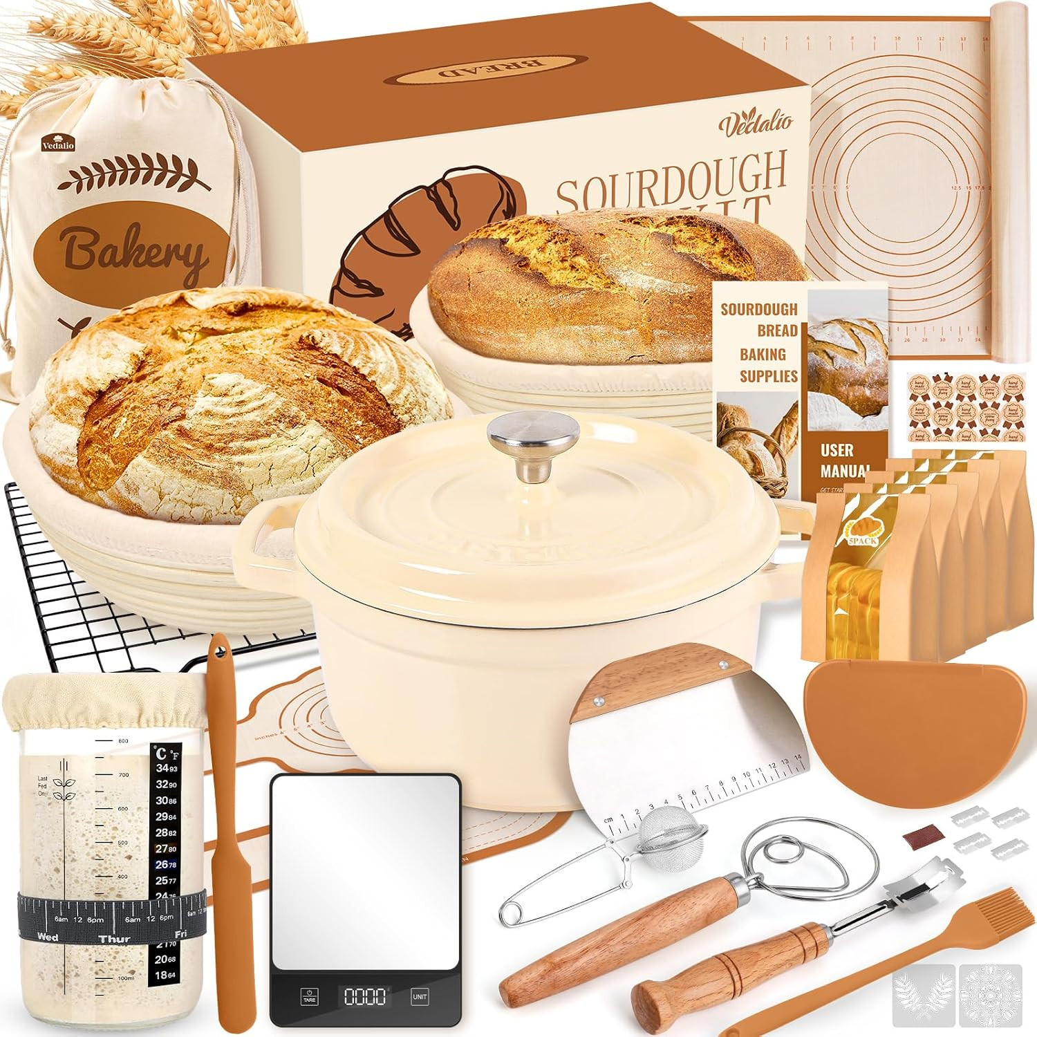 Sourdough Starter Kit with Dutch Oven, Sourdough Bread Baking Supplies, Sour Dou