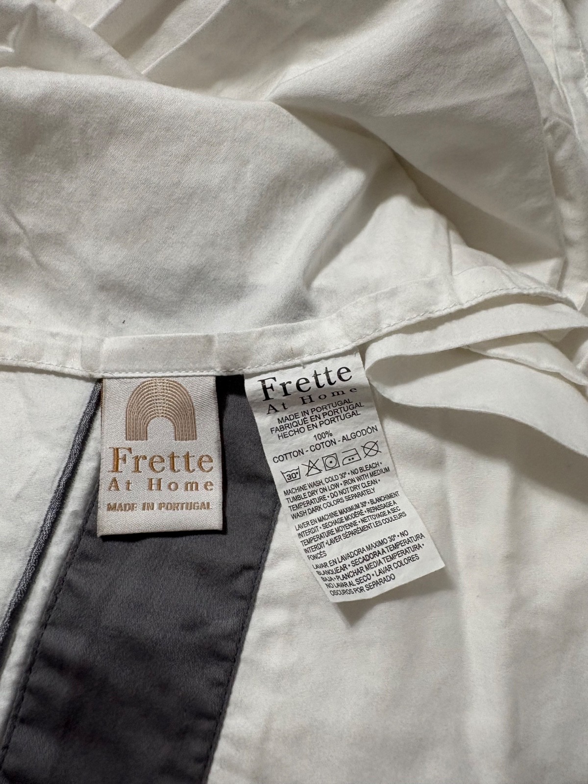 frette king flat sheet white with grey trim