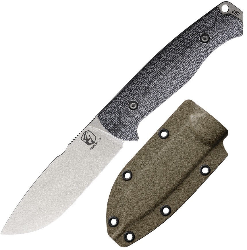 Rewild Gear Gasper Fixed Knife 4" S35VN Steel Full Blade Black Micarta Handle