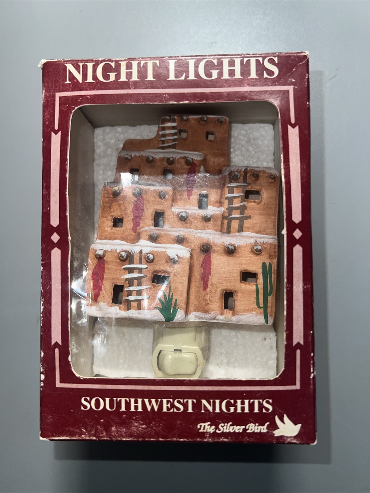 Vtg 80s Terra Cotta Pueblo Adobe House Southwest Native American Night Light box
