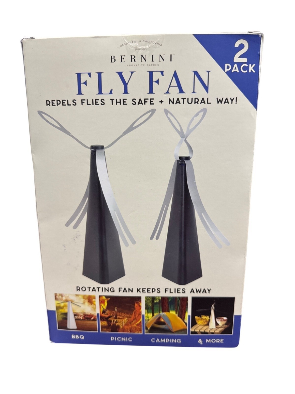 Bernini Fly Fan 2-Pack Repels Flies Safe & Natural 360°