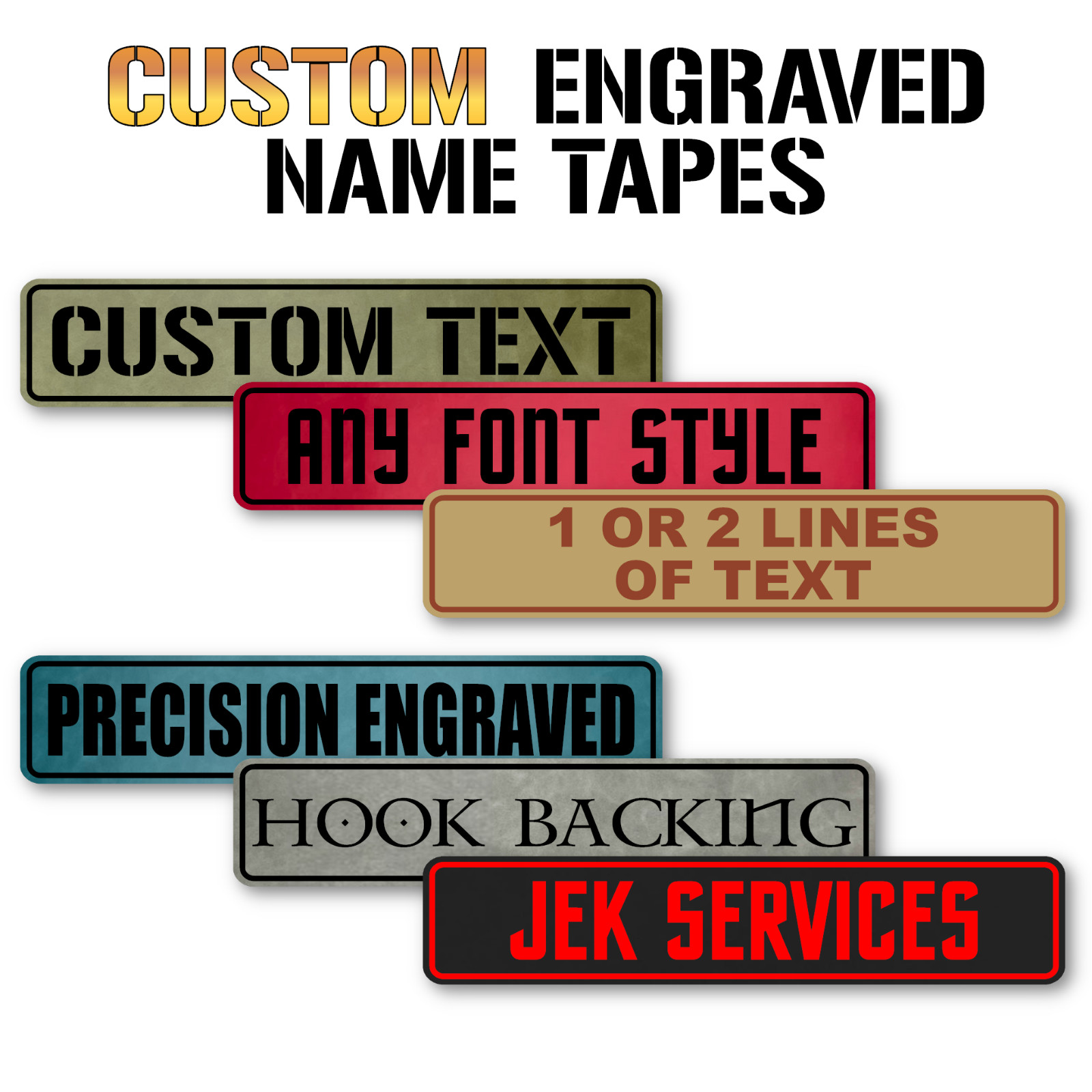 Custom Tactical Synthetic Name Tapes - Laser Cut | VELCRO® Brand Hook Fastener