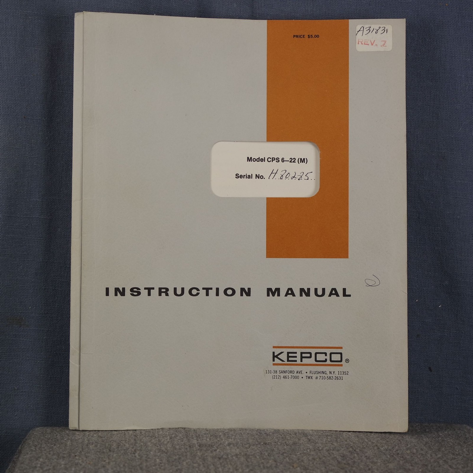 KEPCO Compact Power Supply CPS 6-22 (M) Instruction Manual & Service Information
