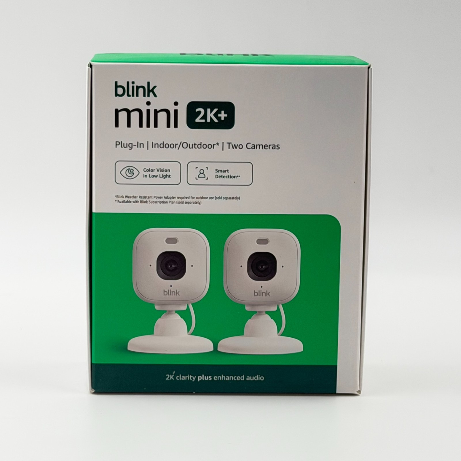 Blink Mini 2K+ Newest Model 2-Camera Kit White Plug-In Indoor Security Camera