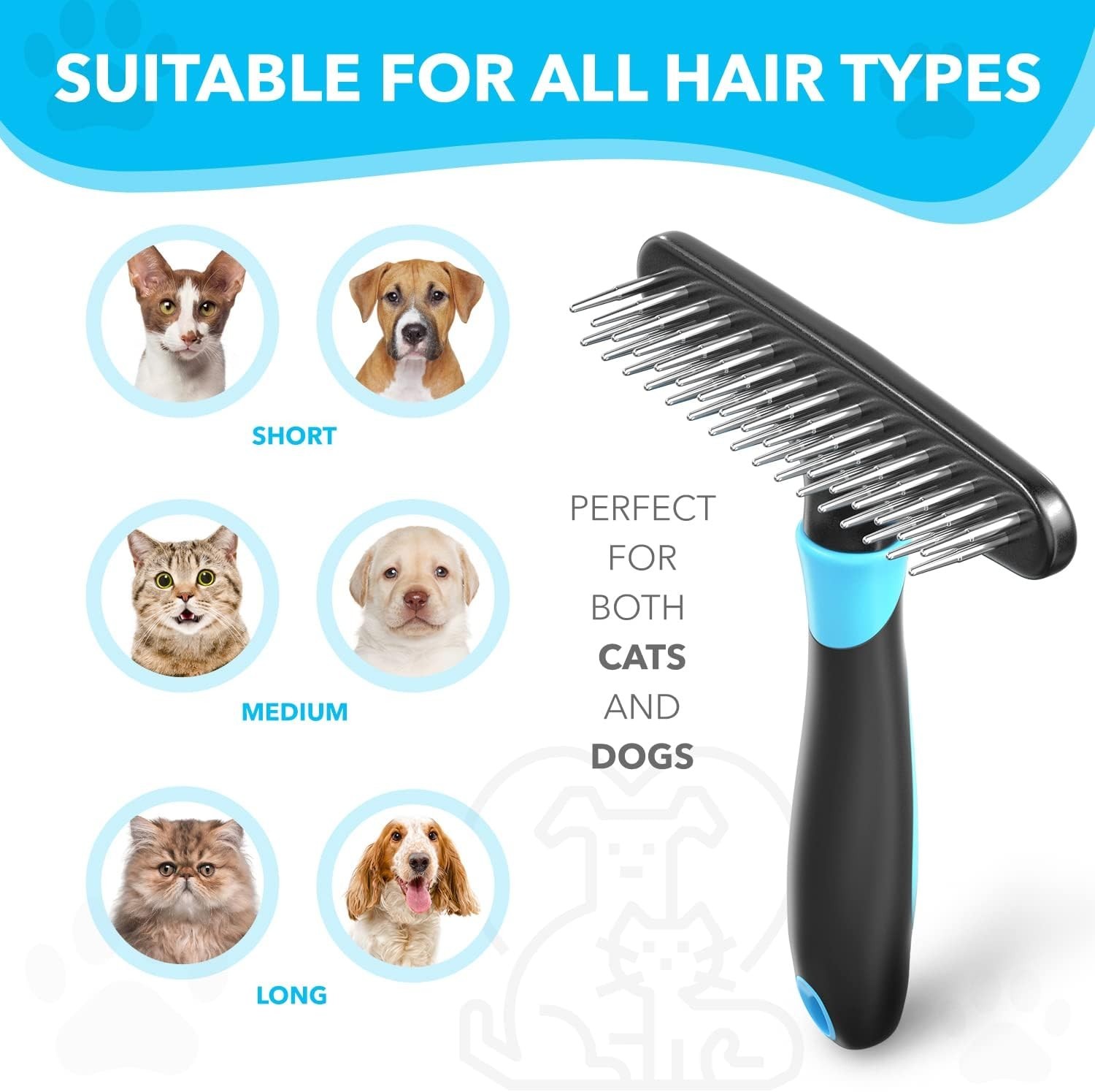 Groom with Ease: Deshedding Brush & Undercoat Rake for All Pet Fur Types