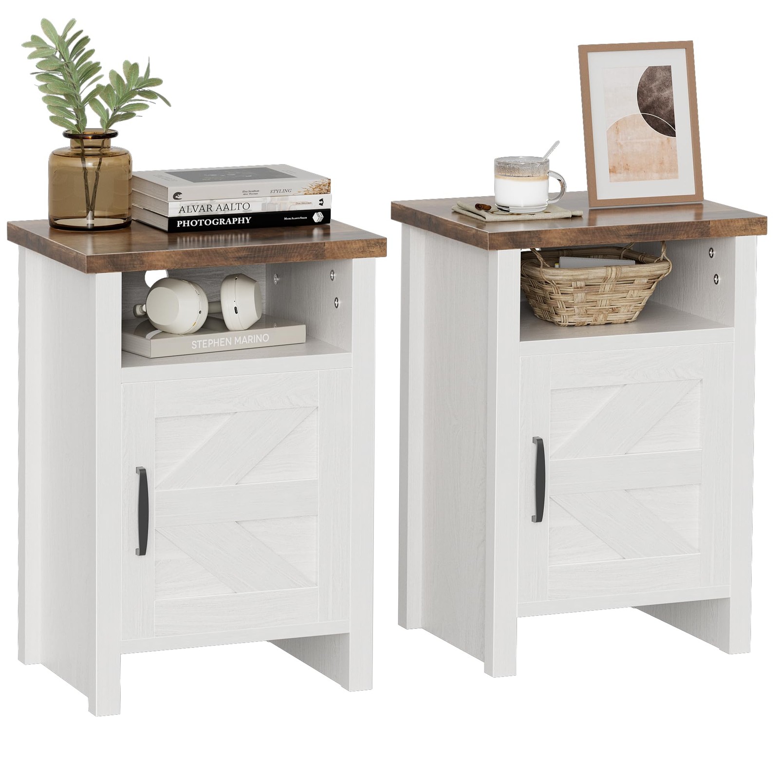 YESHOMY Farmhouse Modern 13.7 inches x 15.7 x 23.6 inches, White