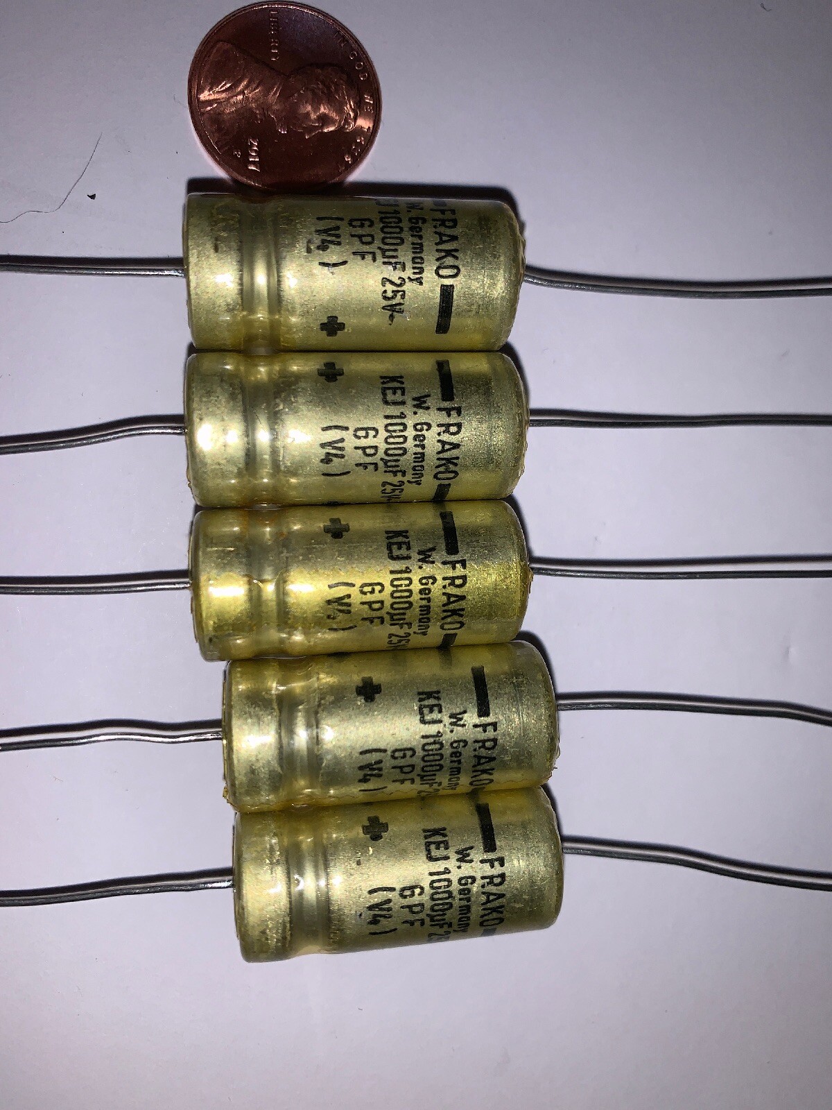 FRAKO 25 Volt KEJ 1000uF Electrolytic Cap’s Axial GPF (V4) NOS Quantity of 5