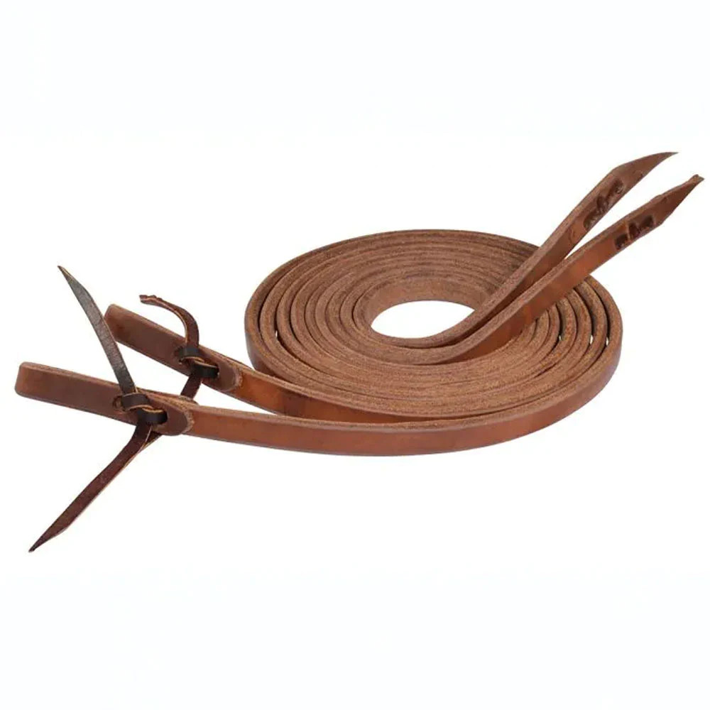4752-5869 Circle Y Harness Leather Split Reins w/Ties 5/8"x7.5' NEW