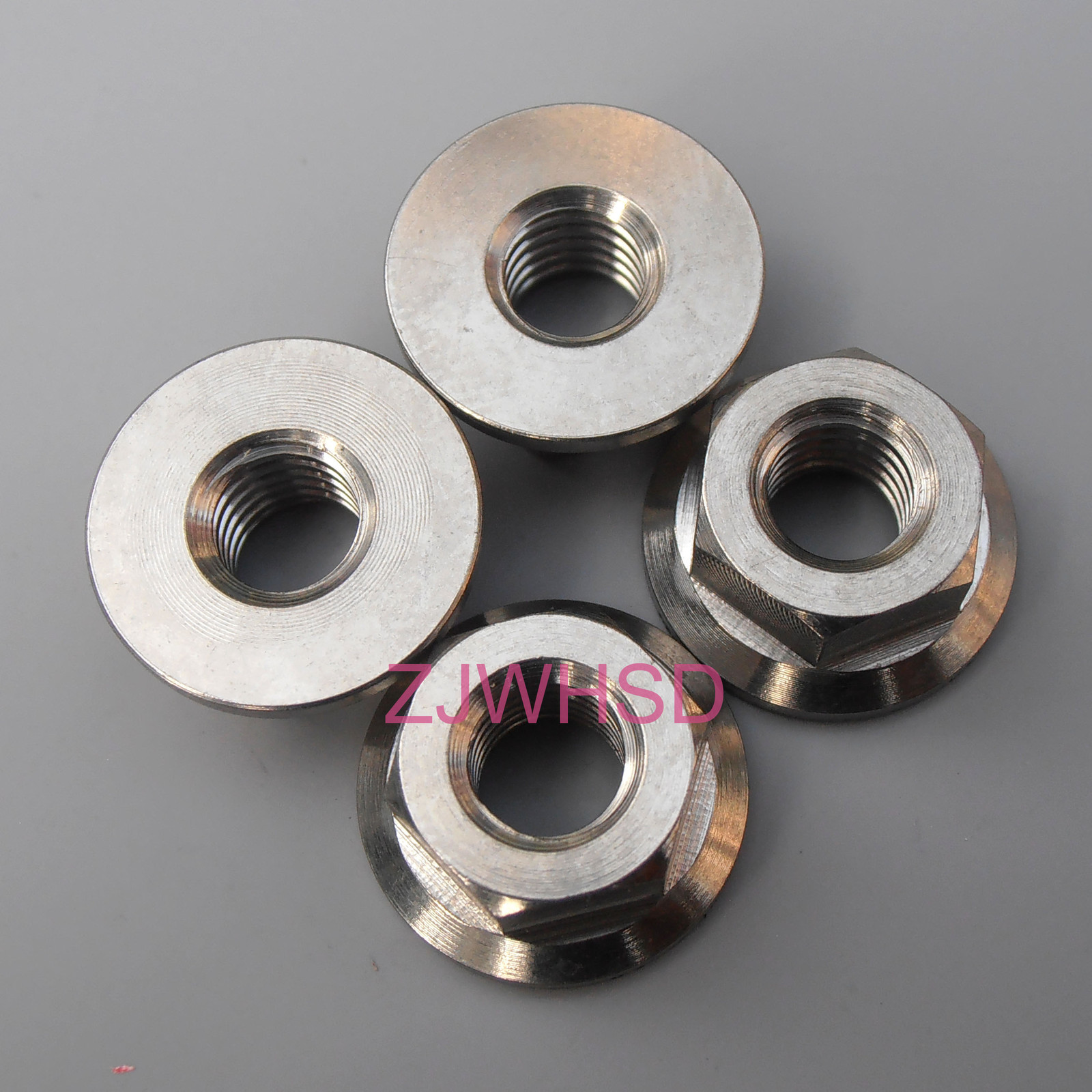 4pcs 10 - 24 TPI USA Thread Ti Titanium Hex Flange Nut /Bike Motorcycle Car Boat