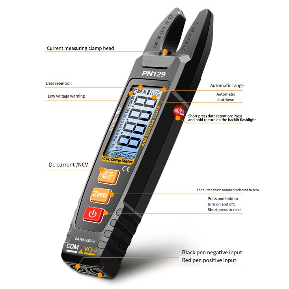 PN129 U Shape Clamp Meter with Automatic Range and Data Retention Feature