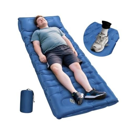 Sleeping Pad, 6 Inch Sleeping Mat Camping Self Inflating Sleeping Blue-single