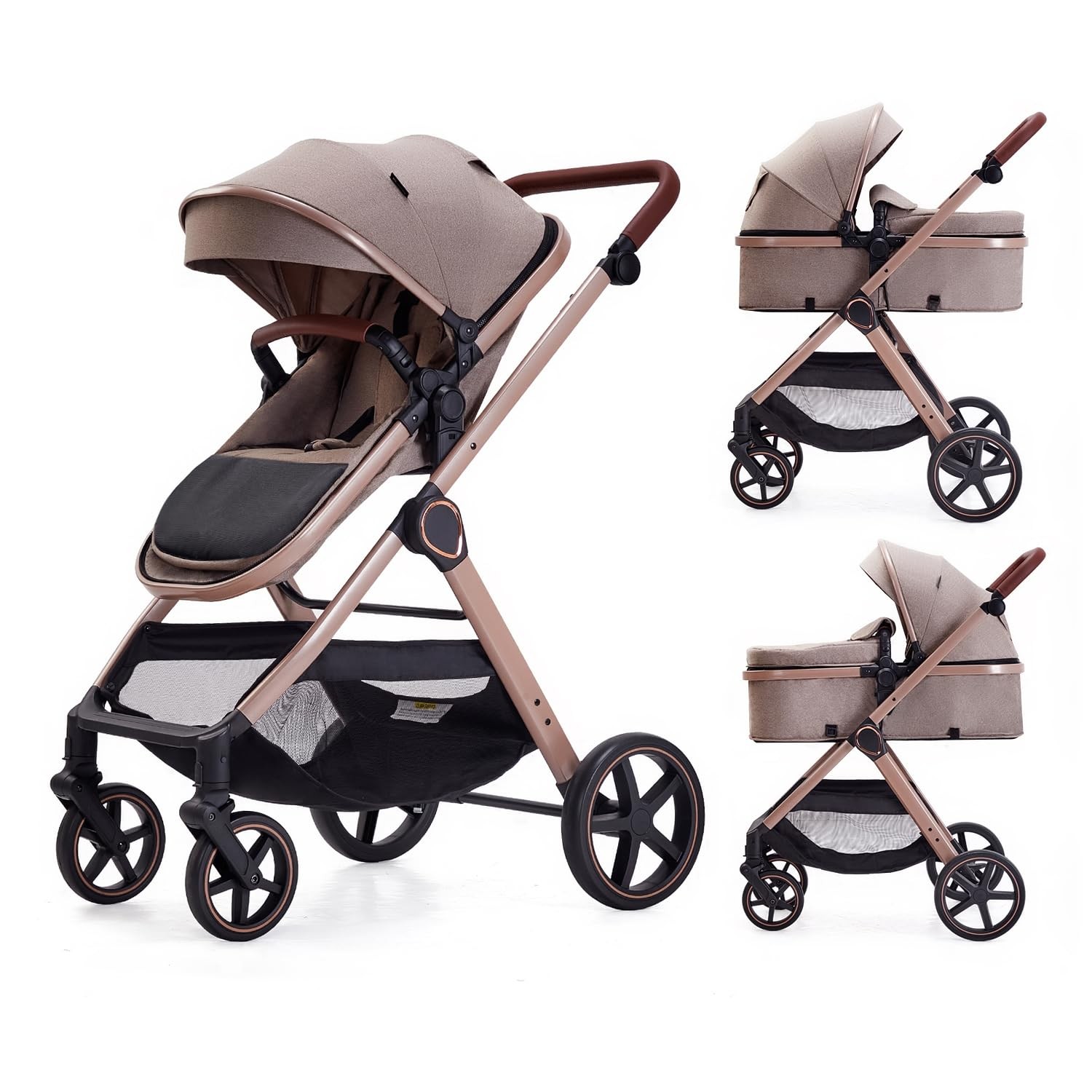 2 in 1 Baby Stroller, Newborn Infant Toddler Convertible Pram Stroller for 0-36