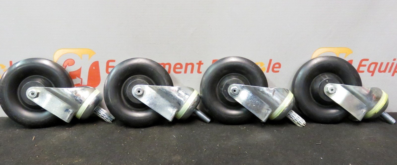 Set of 4 Black Polyurethane Caster Swivel Plate Wheels 4" New