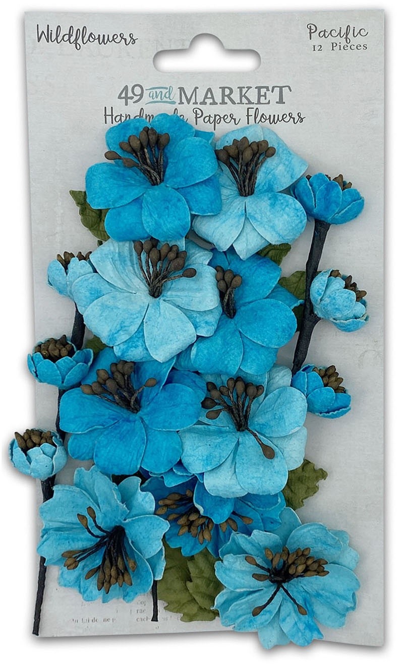 49 And Market Wildflowers Paper Flowers-Pacific - 3 Pack