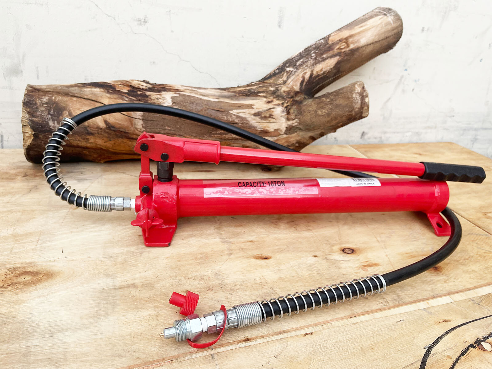 10 Ton Porta Power Hydraulic Manual Pump w/57" Hose for Body Frame Repair Kit