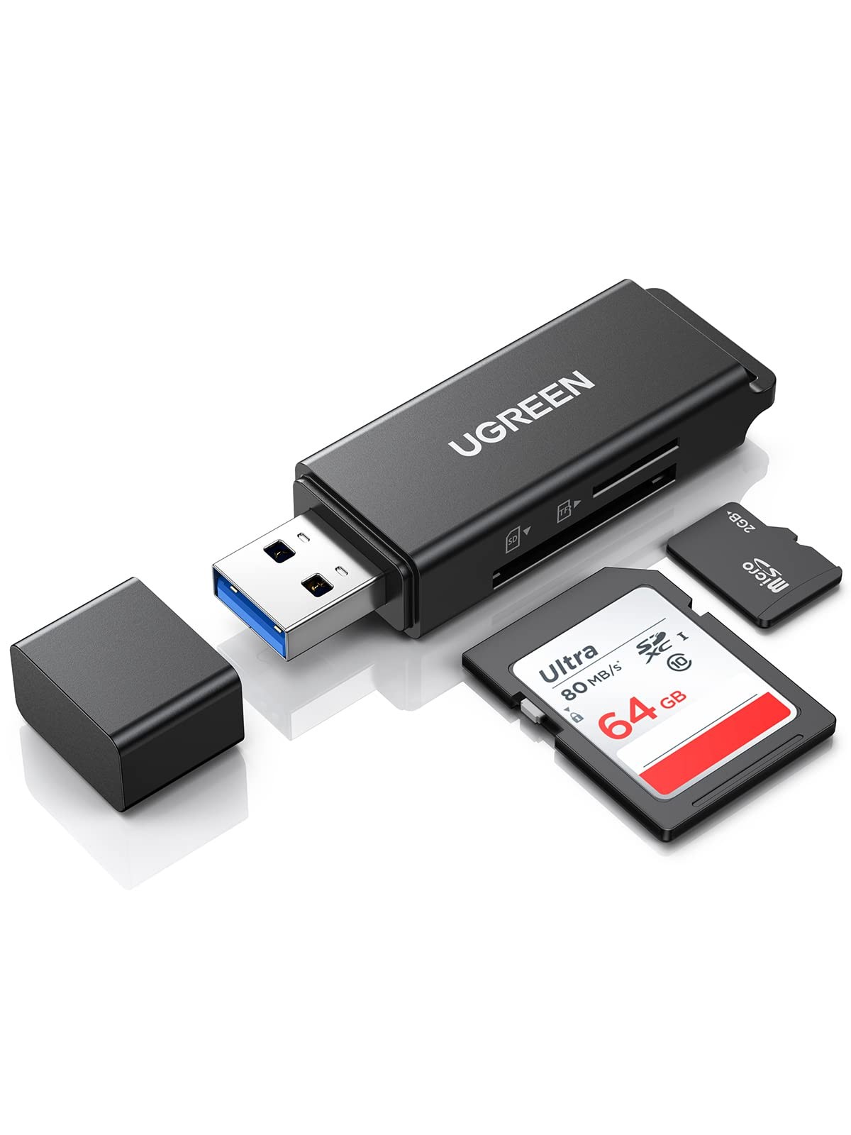 UGREEN SD Card Reader - Portable USB 3.0 Dual Slot Flash Memory Card Adapter Hub