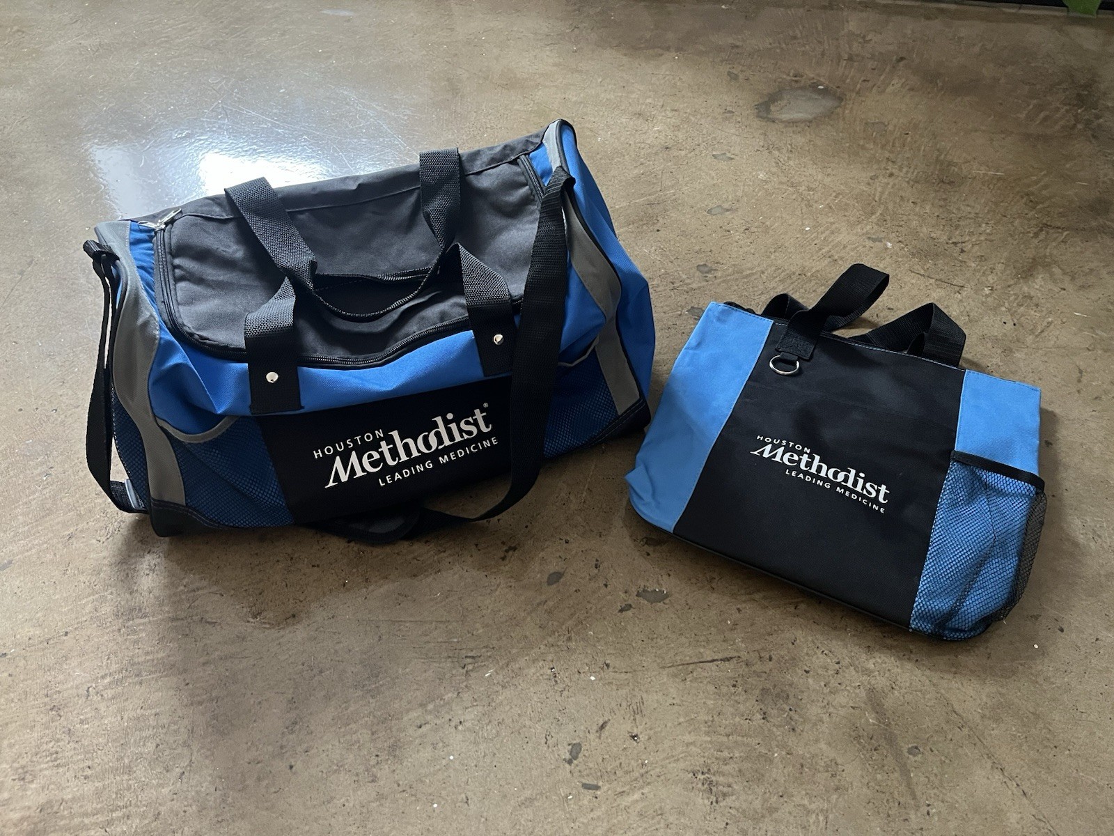 Canvas Duffle Gym Travel Bag and Tote Bag Set, Blue, Corporate Logo, Free Ship