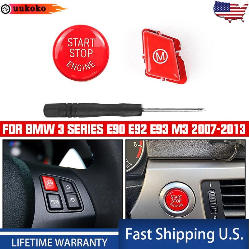 Car Engine Start Stop Switch Button Red Steering Wheel M Mode For BMW E92 E90 M3