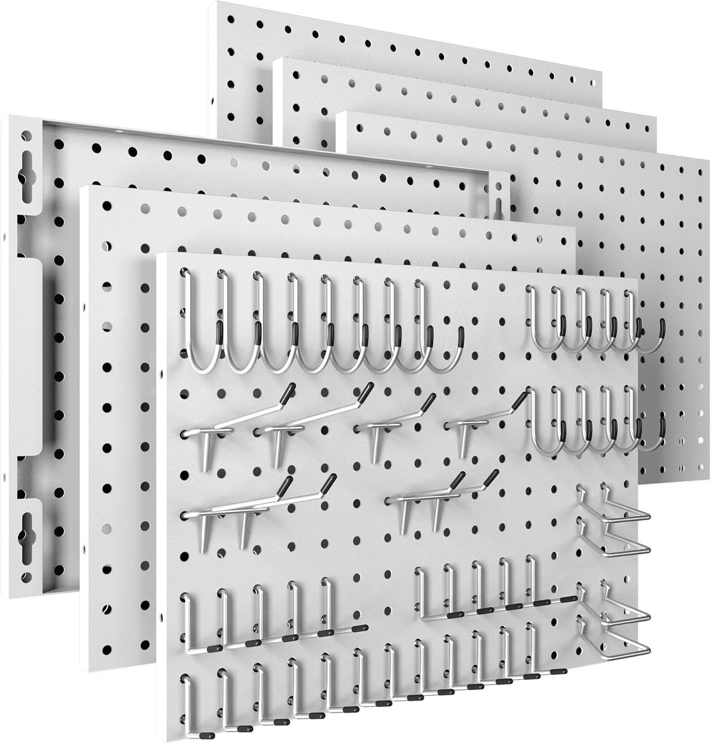 Peg Board, 6 Pack Metal Pegboard Panels White Pegboards Wall Organizer with 50 H