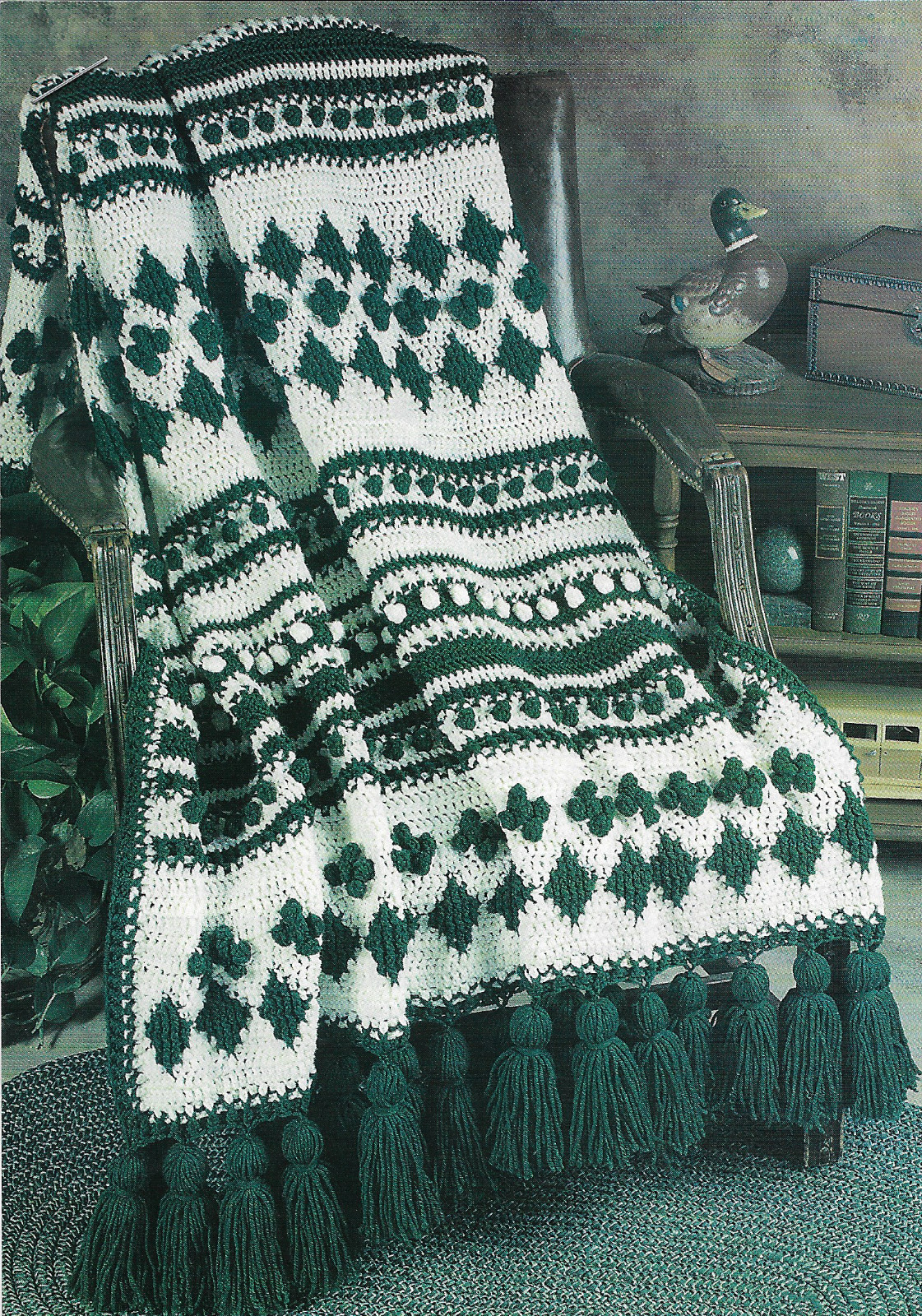Emerald Diamonds Afghan crochet PATTERN INSTRUCTIONS