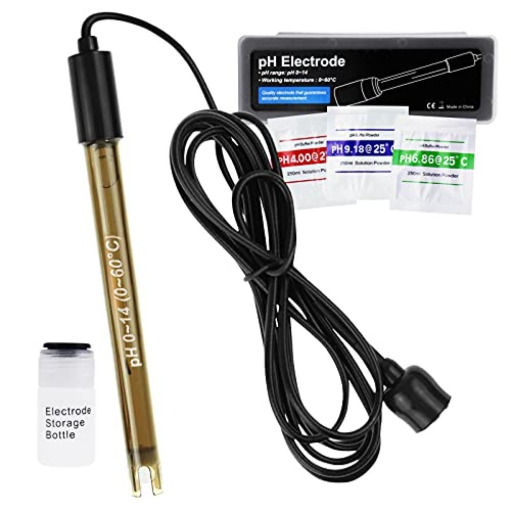 pH Sensor Replacement for PH Meters Featuring Glass Electrode and BNC Port