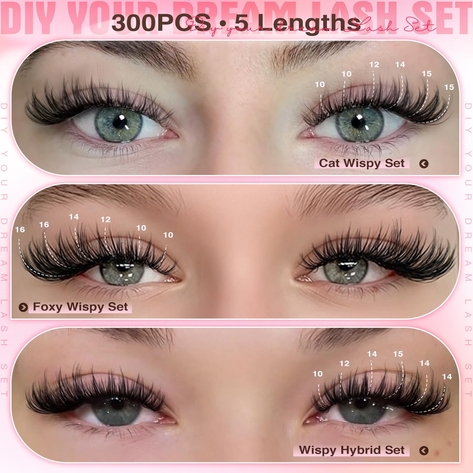 Goddvenus Lash Clusters Kit Wispy Eyelash Lashes Natural DIY black