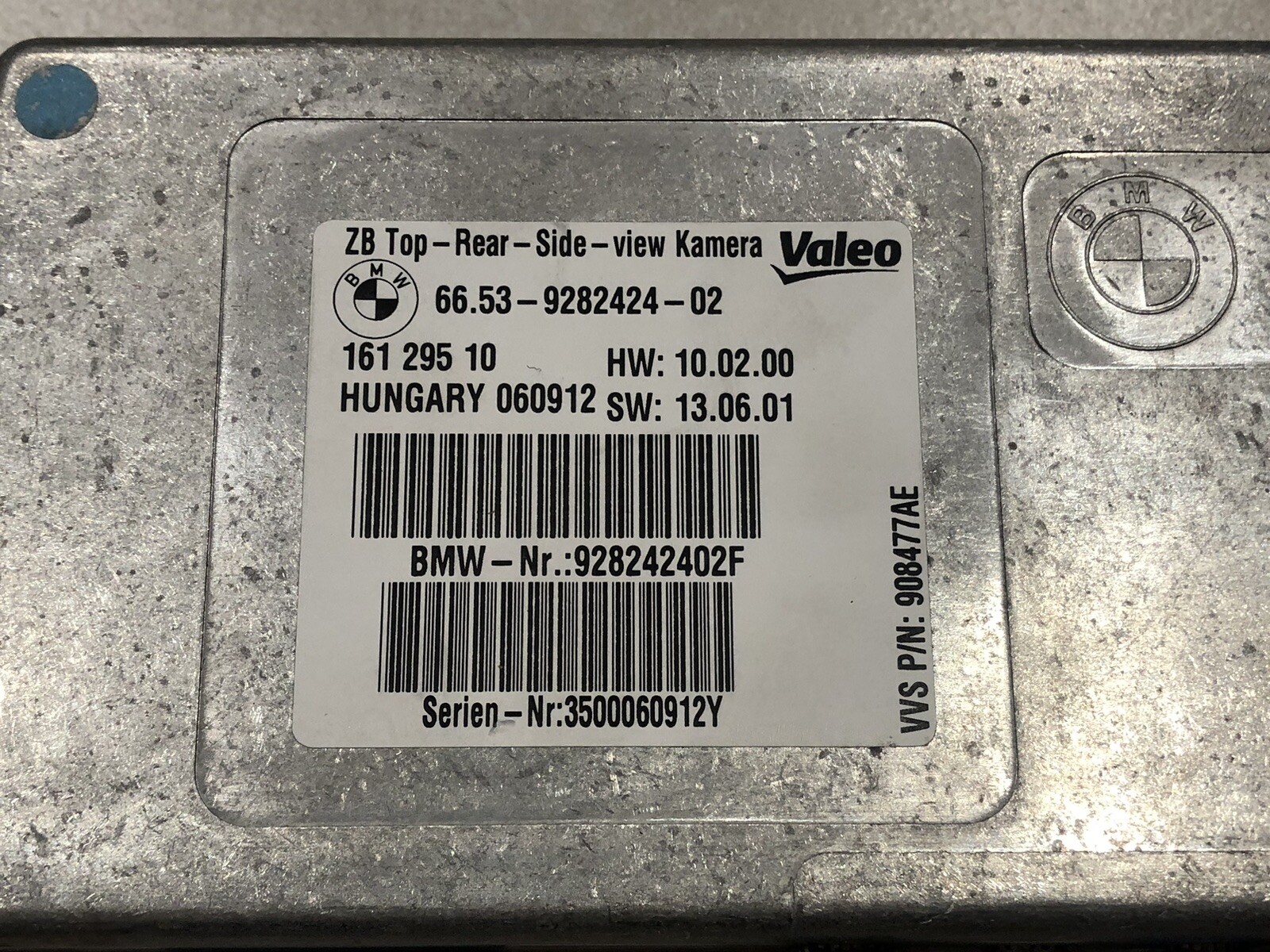 2013 BMW 650 REAR SIDE VIEW CAMERA CONTROL MODULE 9282424