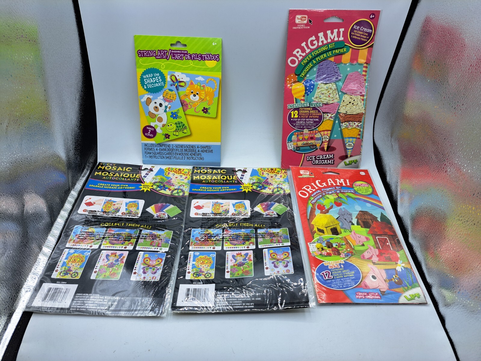 Lot 5 Cute Kids Crafts Kits Origami Mosaic String Art Lots of Fun to Be Had