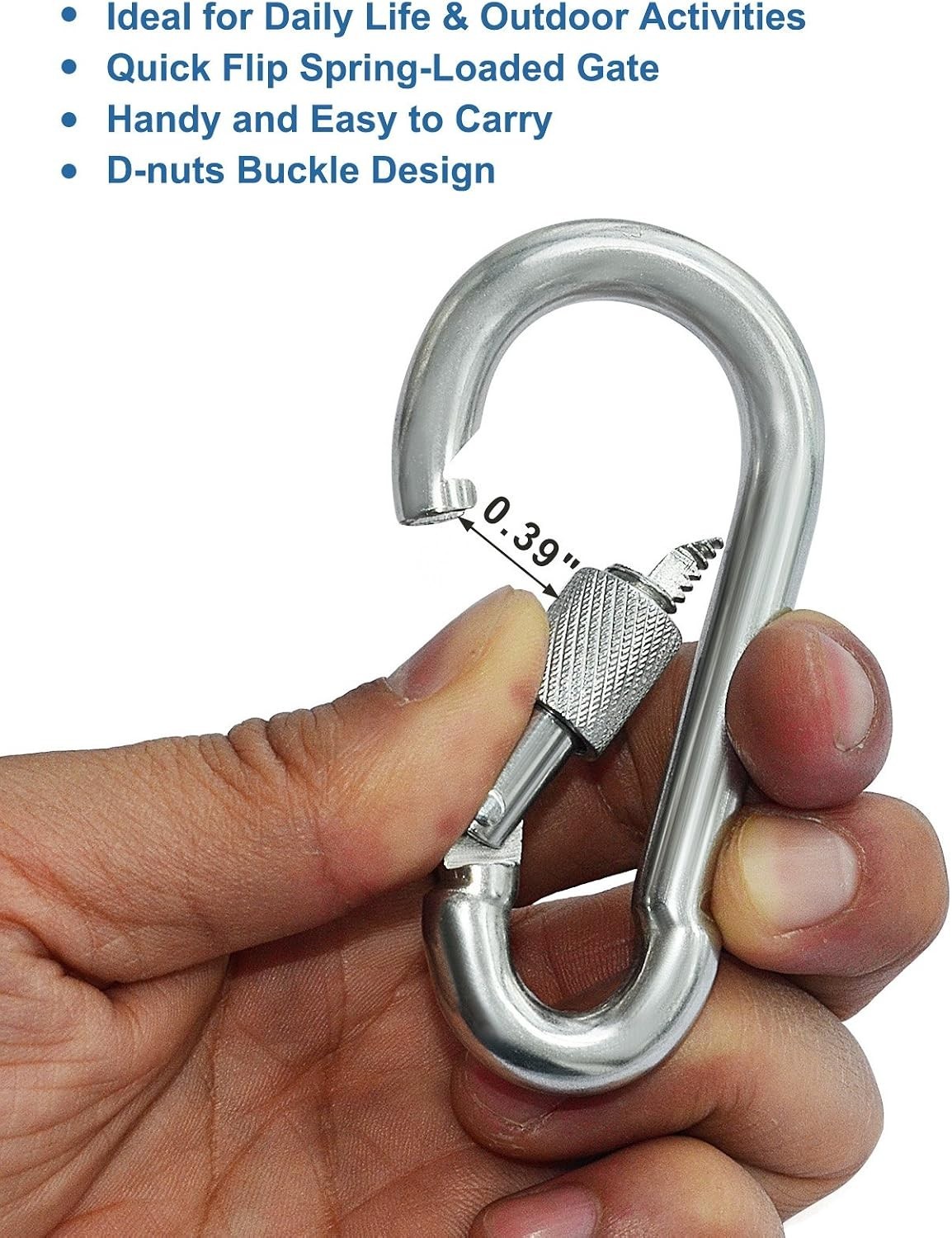 Durable Chrome Plated Locking Carabiners - 4 Pack for Camping & Everyday Tools