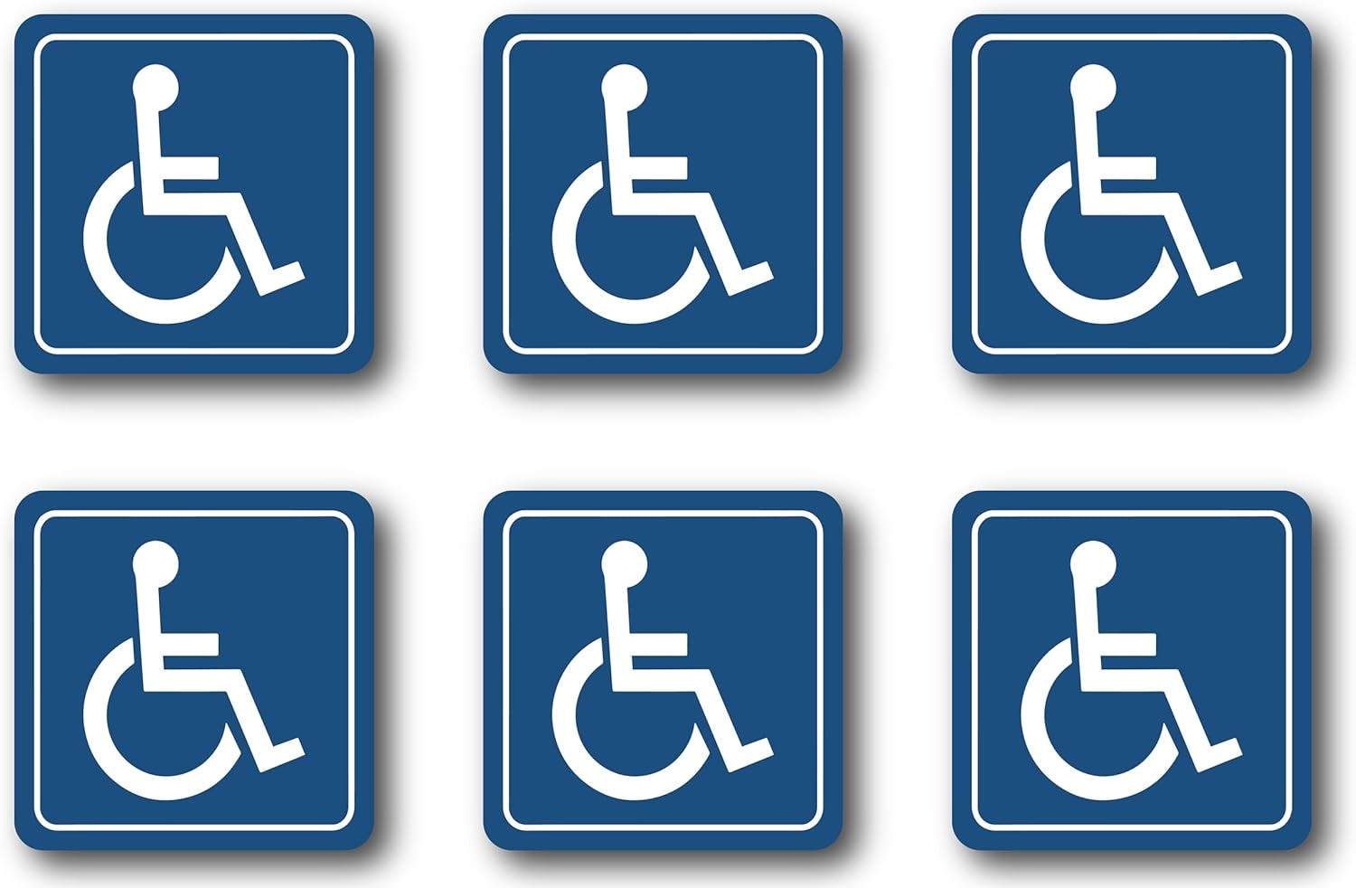 Premium Handicap ADA Complaint Signs [Pack of 6] - Vinyl Handicap Accessible Sti